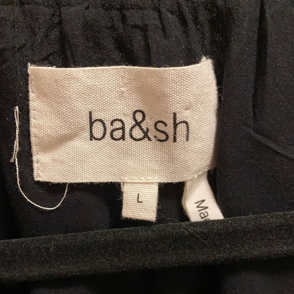 Ba&Sh Black Long Sleeve Ruffle Detail Split Neck Crossover Mini Dress Size L - Picture 4 of 10